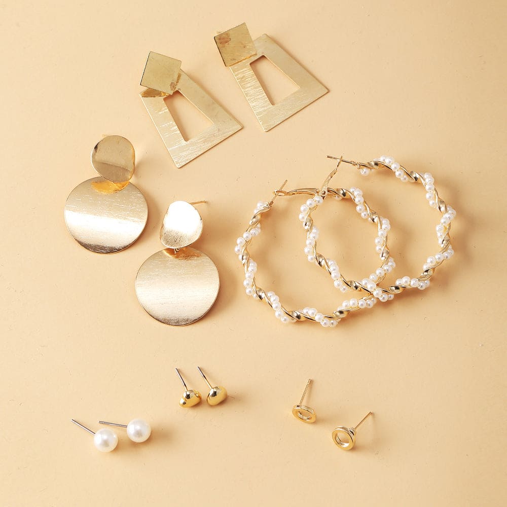 Set Of 6 Female Pearl Hoop Earrings For Women, Oversize Metal Circle Punk Earrings Set, Women Dangle Drop Earrings, Acrylic Pearl Tassels Earrings Set Of 6 Female Pearl Hoop Earrings For Women, Oversize Metal Circle Punk Earrings Set, Women Dangle Drop Earrings, Acrylic Pearl Tassels Earrings
